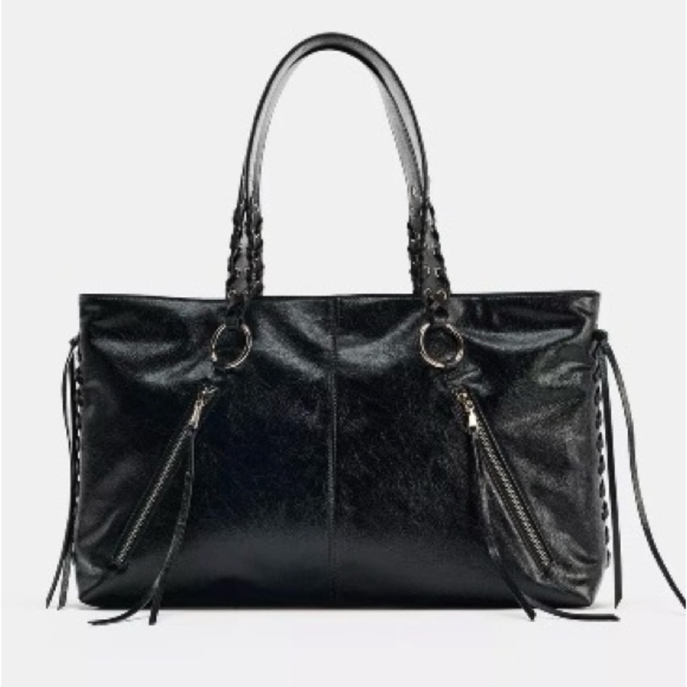 NWT ZARA Faux Leather Tote Bag